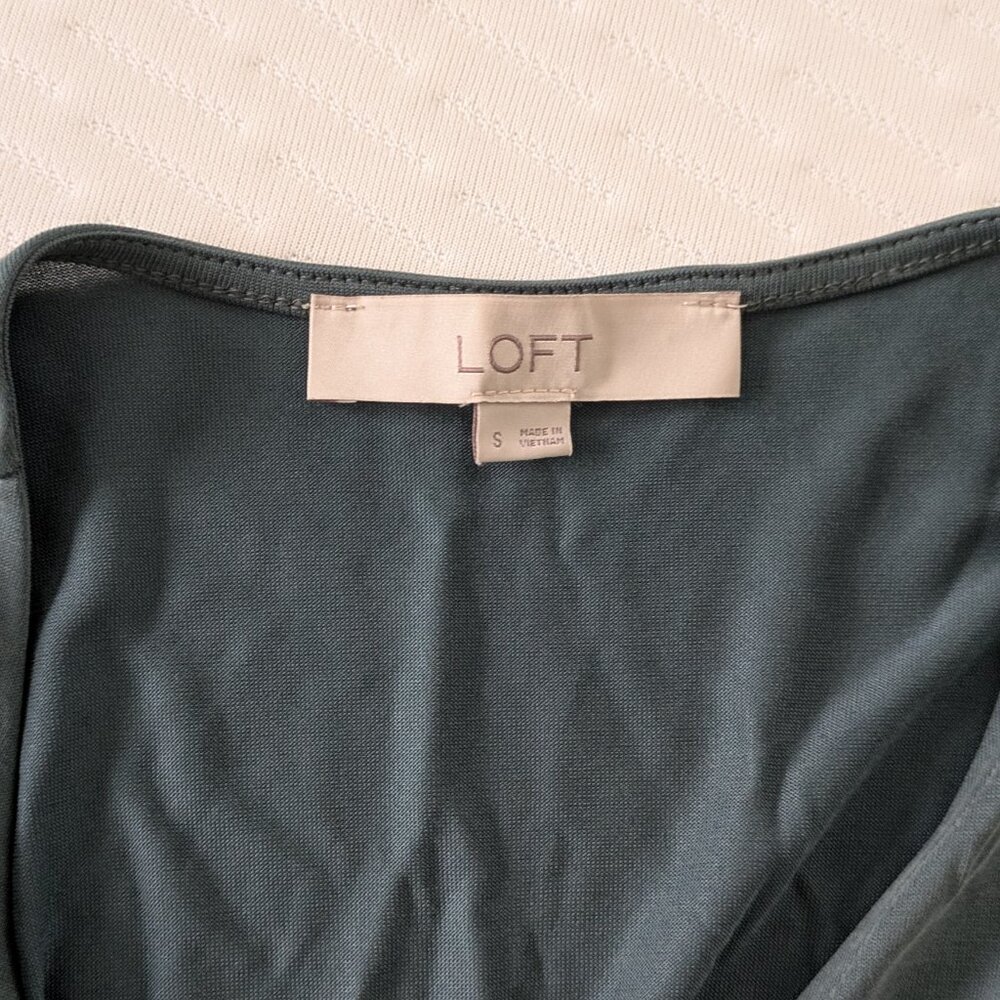 LOFT Sandwashed Sea Green Wrap Top, Size Small - Picture 4 of 5